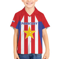 Custom Paraguay Star Football Family Matching Off The Shoulder Long Sleeve Dress and Hawaiian Shirt Go Albirroja