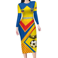 Custom Ecuador Football Family Matching Long Sleeve Bodycon Dress and Hawaiian Shirt La Tricolor Sporty Style