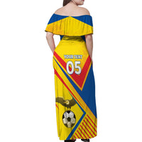 Custom Ecuador Football Family Matching Off Shoulder Maxi Dress and Hawaiian Shirt La Tricolor Sporty Style