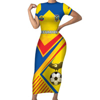 Custom Ecuador Football Family Matching Short Sleeve Bodycon Dress and Hawaiian Shirt La Tricolor Sporty Style