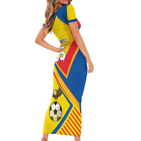 Custom Ecuador Football Family Matching Short Sleeve Bodycon Dress and Hawaiian Shirt La Tricolor Sporty Style