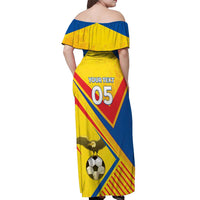 Custom Ecuador Football Off Shoulder Maxi Dress La Tricolor Sporty Style