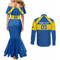 Custom Ecuador Football Couples Matching Mermaid Dress and Long Sleeve Button Shirt Go Champions