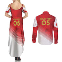 Custom Peru Football Couples Matching Summer Maxi Dress and Long Sleeve Button Shirt Sporty Style