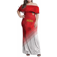 Custom Peru Football Family Matching Off Shoulder Maxi Dress and Hawaiian Shirt Sporty Style