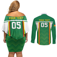 Custom Bolivia Football Couples Matching Off Shoulder Short Dress and Long Sleeve Button Shirt Go Champions La Verde Green Version