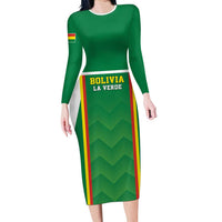 Custom Bolivia Football Family Matching Long Sleeve Bodycon Dress and Hawaiian Shirt Go Champions La Verde Green Version