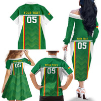 Custom Bolivia Football Family Matching Off The Shoulder Long Sleeve Dress and Hawaiian Shirt Go Champions La Verde Green Version