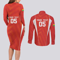 Custom Bolivia Football Couples Matching Long Sleeve Bodycon Dress and Long Sleeve Button Shirt Go Champions La Verde Red Version