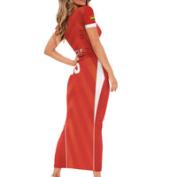 Custom Bolivia Football Family Matching Short Sleeve Bodycon Dress and Hawaiian Shirt Go Champions La Verde Red Version