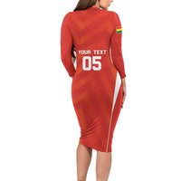 Custom Bolivia Football Long Sleeve Bodycon Dress Go Champions La Verde Red Version