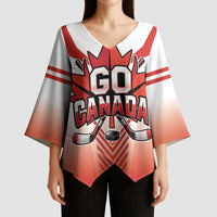 Canada Ice Hockey Custom Kimono Sleeve Blouse Go Canada Unique Style