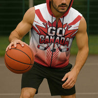 Canada Ice Hockey Custom Sleeveless Zip Hoodie Go Canada Unique Style