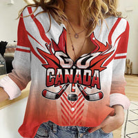 Canada Ice Hockey Custom Women Casual Shirt Go Canada Unique Style