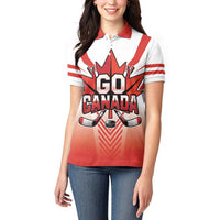 Canada Ice Hockey Custom Women Polo Shirt Go Canada Unique Style
