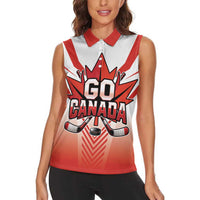 Canada Ice Hockey Custom Women Sleeveless Polo Shirt Go Canada Unique Style