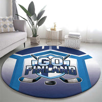 Finland Ice Hockey Round Carpet Go Suomi Lion Unique Style
