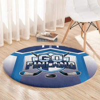 Finland Ice Hockey Round Carpet Go Suomi Lion Unique Style