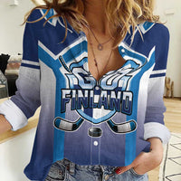 Finland Ice Hockey Custom Women Casual Shirt Go Suomi Lion Unique Style