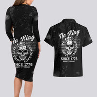No Kings In America Couples Matching Long Sleeve Bodycon Dress and Hawaiian Shirt Resist Tyranny - Wonder Print Shop