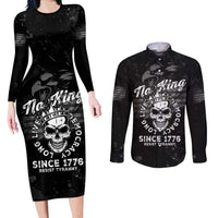 No Kings In America Couples Matching Long Sleeve Bodycon Dress and Long Sleeve Button Shirt Resist Tyranny - Wonder Print Shop
