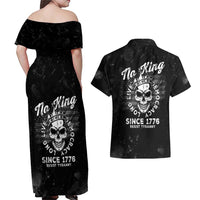 No Kings In America Couples Matching Off Shoulder Maxi Dress and Hawaiian Shirt Resist Tyranny - Wonder Print Shop