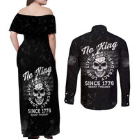 No Kings In America Couples Matching Off Shoulder Maxi Dress and Long Sleeve Button Shirt Resist Tyranny - Wonder Print Shop