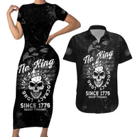No Kings In America Couples Matching Short Sleeve Bodycon Dress and Hawaiian Shirt Resist Tyranny - Wonder Print Shop