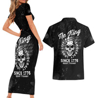 No Kings In America Couples Matching Short Sleeve Bodycon Dress and Hawaiian Shirt Resist Tyranny - Wonder Print Shop