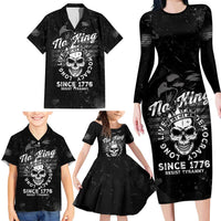 No Kings In America Family Matching Long Sleeve Bodycon Dress and Hawaiian Shirt Resist Tyranny - Wonder Print Shop