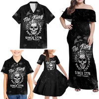 No Kings In America Family Matching Off Shoulder Maxi Dress and Hawaiian Shirt Resist Tyranny - Wonder Print Shop