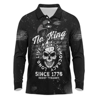 No Kings In America Long Sleeve Polo Shirt Resist Tyranny - Wonder Print Shop