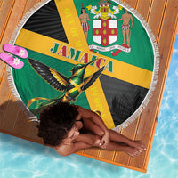 Jamaica Independence Day Beach Blanket Coat Of Arms With Doctor Bird Tropical Vibes