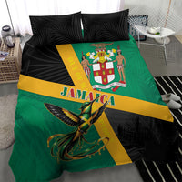 Jamaica Independence Day Bedding Set Coat Of Arms With Doctor Bird Tropical Vibes