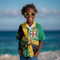 Jamaica Independence Day Kid Hawaiian Shirt Coat Of Arms With Doctor Bird Tropical Vibes