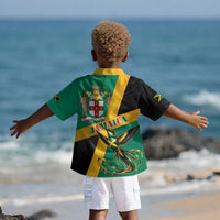 Jamaica Independence Day Kid Hawaiian Shirt Coat Of Arms With Doctor Bird Tropical Vibes LT05