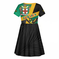 Jamaica Independence Day Kid Short Sleeve Dress Coat Of Arms With Doctor Bird Tropical Vibes