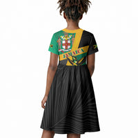 Jamaica Independence Day Kid Short Sleeve Dress Coat Of Arms With Doctor Bird Tropical Vibes