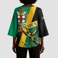 Jamaica Independence Day Kimono Sleeve Blouse Coat Of Arms With Doctor Bird Tropical Vibes
