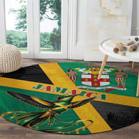 Jamaica Independence Day Round Carpet Coat Of Arms With Doctor Bird Tropical Vibes