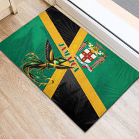 Jamaica Independence Day Rubber Doormat Coat Of Arms With Doctor Bird Tropical Vibes