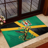 Jamaica Independence Day Rubber Doormat Coat Of Arms With Doctor Bird Tropical Vibes