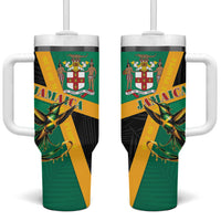 Jamaica Independence Day Tumbler With Handle Coat Of Arms With Doctor Bird Tropical Vibes
