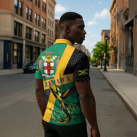 Jamaica Independence Day Zipper Polo Shirt Coat Of Arms With Doctor Bird Tropical Vibes