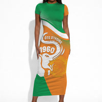 Personalized Ivory Coast 1960 Short Sleeve Bodycon Dress Happy Independence Day