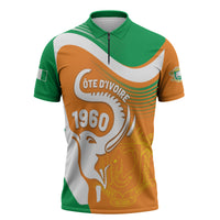 Personalized Ivory Coast 1960 Zipper Polo Shirt Happy Independence Day