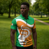 Personalized Ivory Coast 1960 Zipper Polo Shirt Happy Independence Day