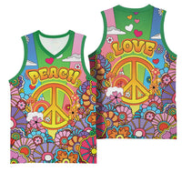 Hippie Peace Love Basketball Jersey Colorful Style - Wonder Print Shop
