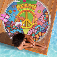 Hippie Peace Love Beach Blanket Colorful Style - Wonder Print Shop