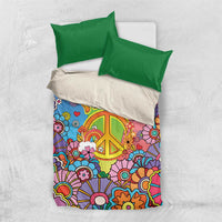 Hippie Peace Love Bedding Set Colorful Style - Wonder Print Shop